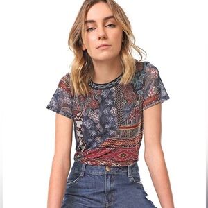 Desigual Lucia Mixed Media Top